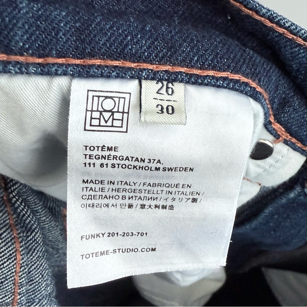 Totême Barrel Leg Jeans Raw Blue Wash 26 Organic Cotton High Rise Made in Italy - Picture 13 of 16